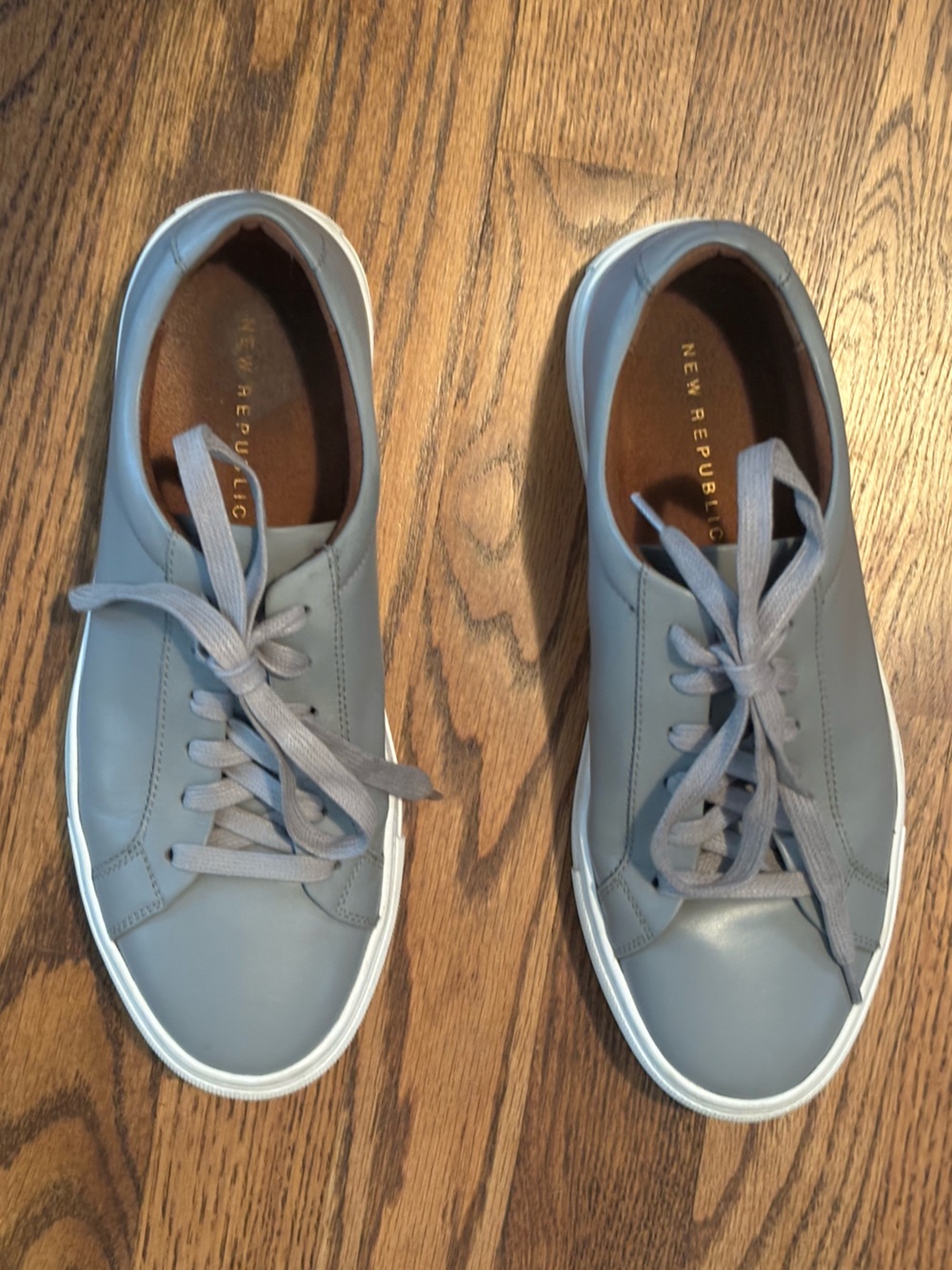 New Republic Kurt Men's Leather Minimalist Sneakers – Grey, Size US 7 / EUR 39
